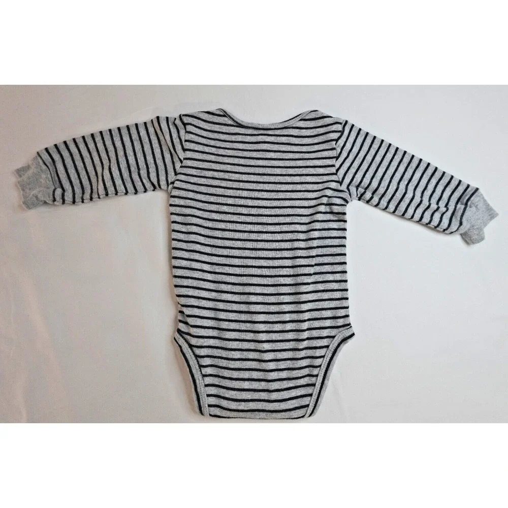 Carters Baby Boys Gray Black Striped Long Sleeve One piece‎ 6 Months
